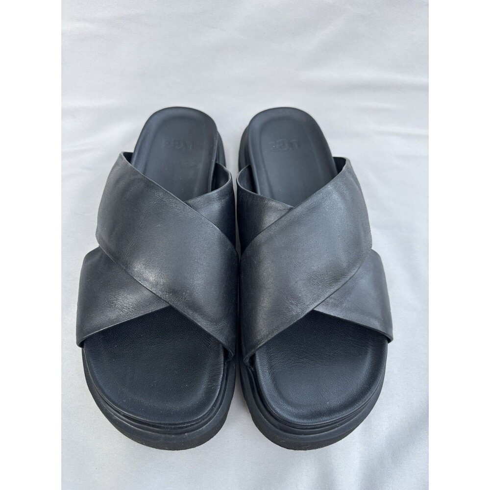 UGG Women's Capitelle Crossband Leather Platform Slides Sandals  Size 8